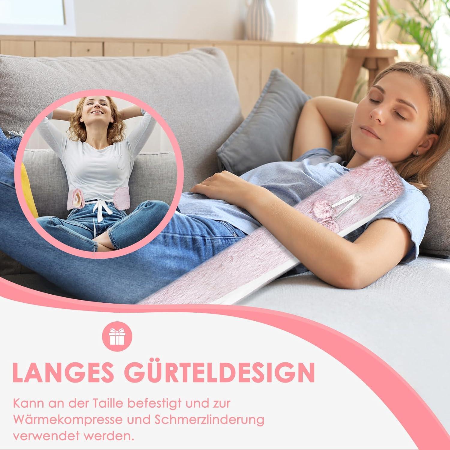 Extra Lang Wärmflasche mit Bezug Flauschig Auslaufsicher 73cm