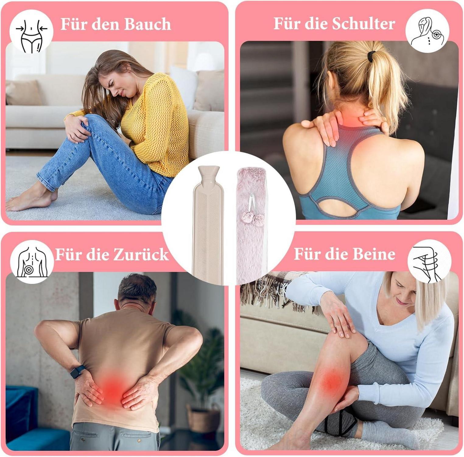 Nackenwärmflasche 73cm Bezug Flauschig Auslaufsicher Geruchlos wärmflasche lang
