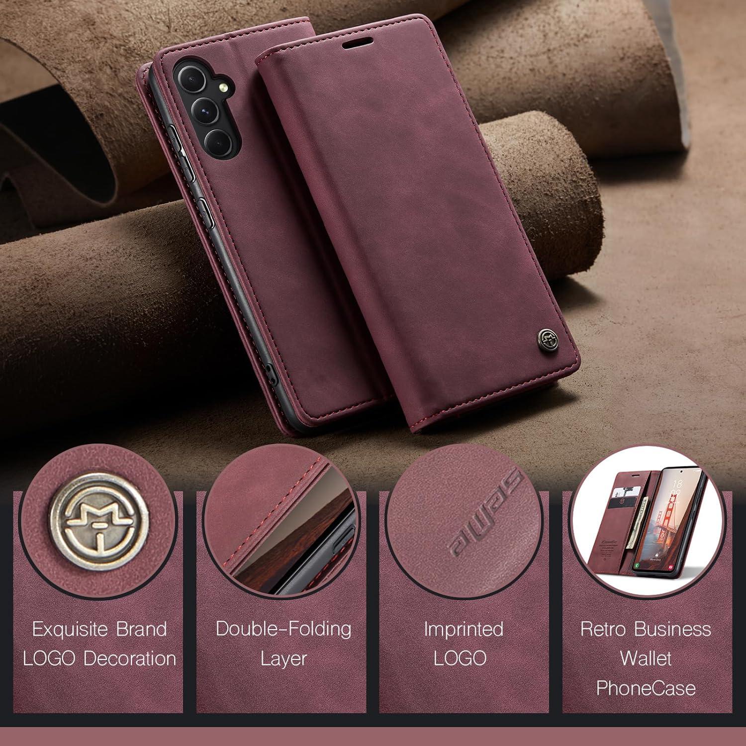 Handyhülle Samsung Galaxy S23 FE Leder Flip Case Standfunktion Magnet Wine