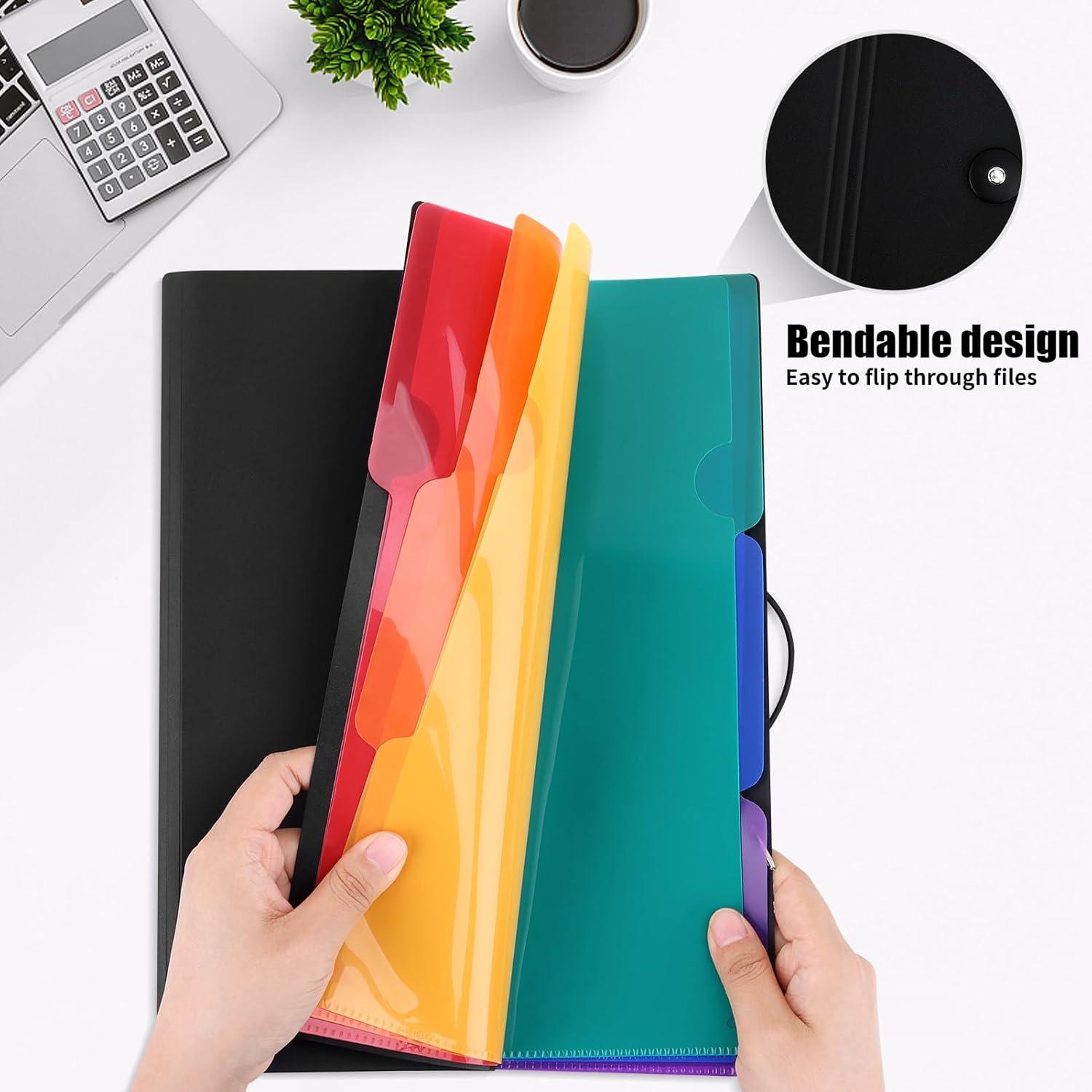 A4 Dokumentenmappe Datei Organizer mit 6 Stück Dokumententasche Abheftbar Kunststoff Ordner