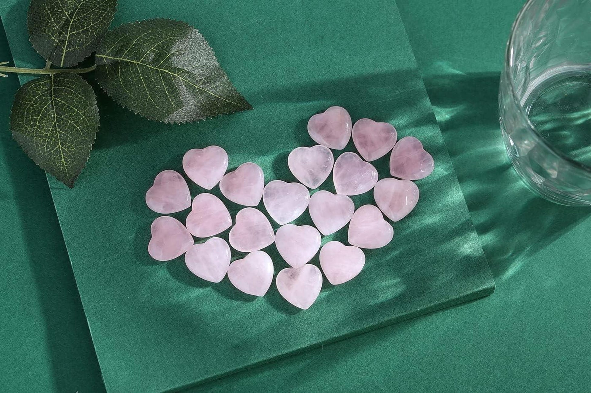 Rosenquarz Herz Kristalle Set Natürliche Edelsteine