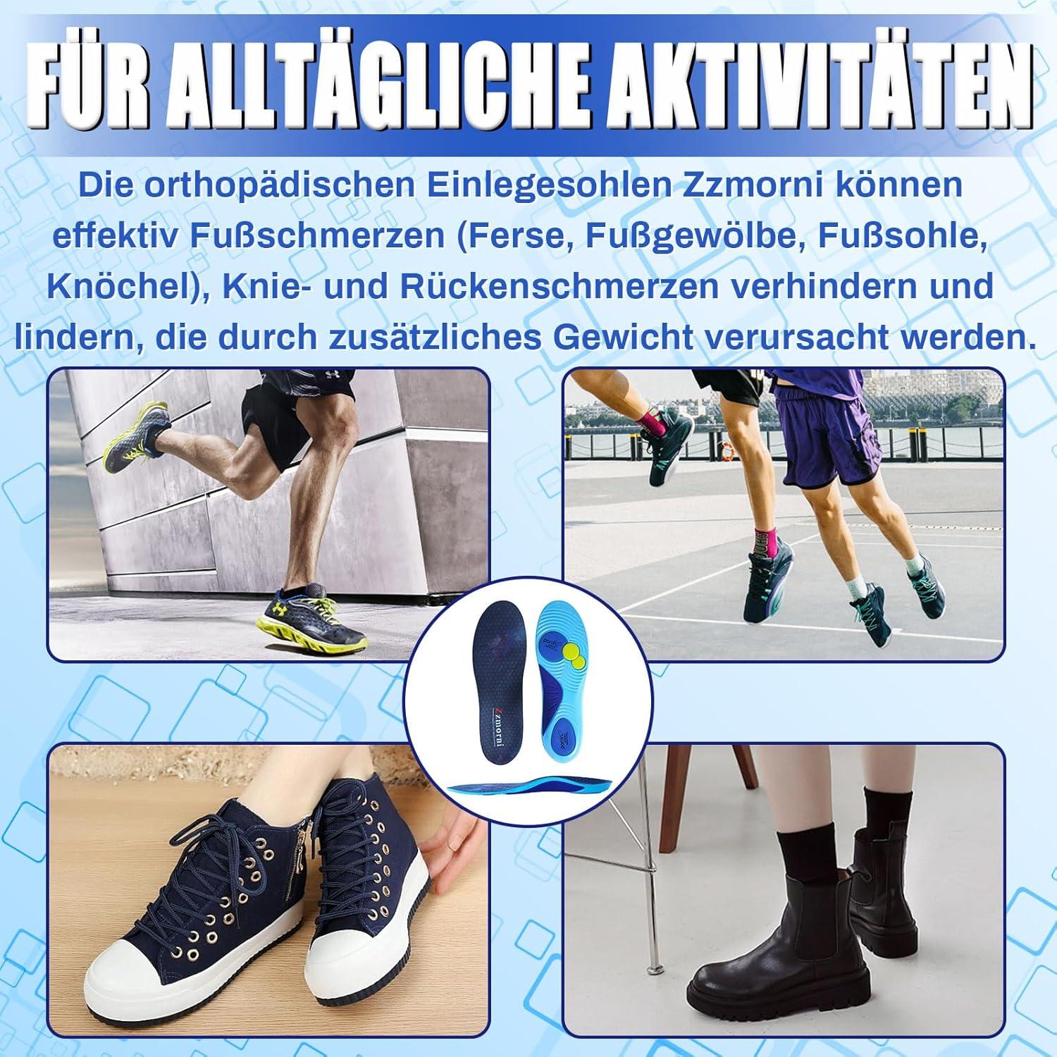 Orthopädische Einlegesohlen für Plantarfasziitis Männer Frauen Sport
