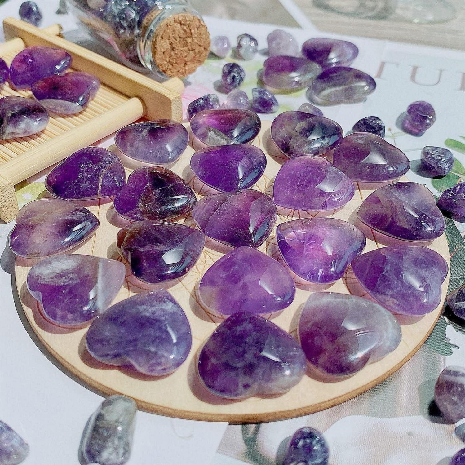 Amethyst Herz Kristalle Set 20pcs Natürliche Edelsteine Liebe Stein