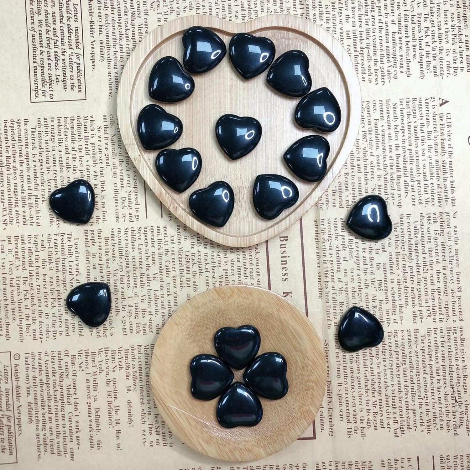 20x Natürliche Obsidian Herz Kristalle Edelsteine Reiki Stein