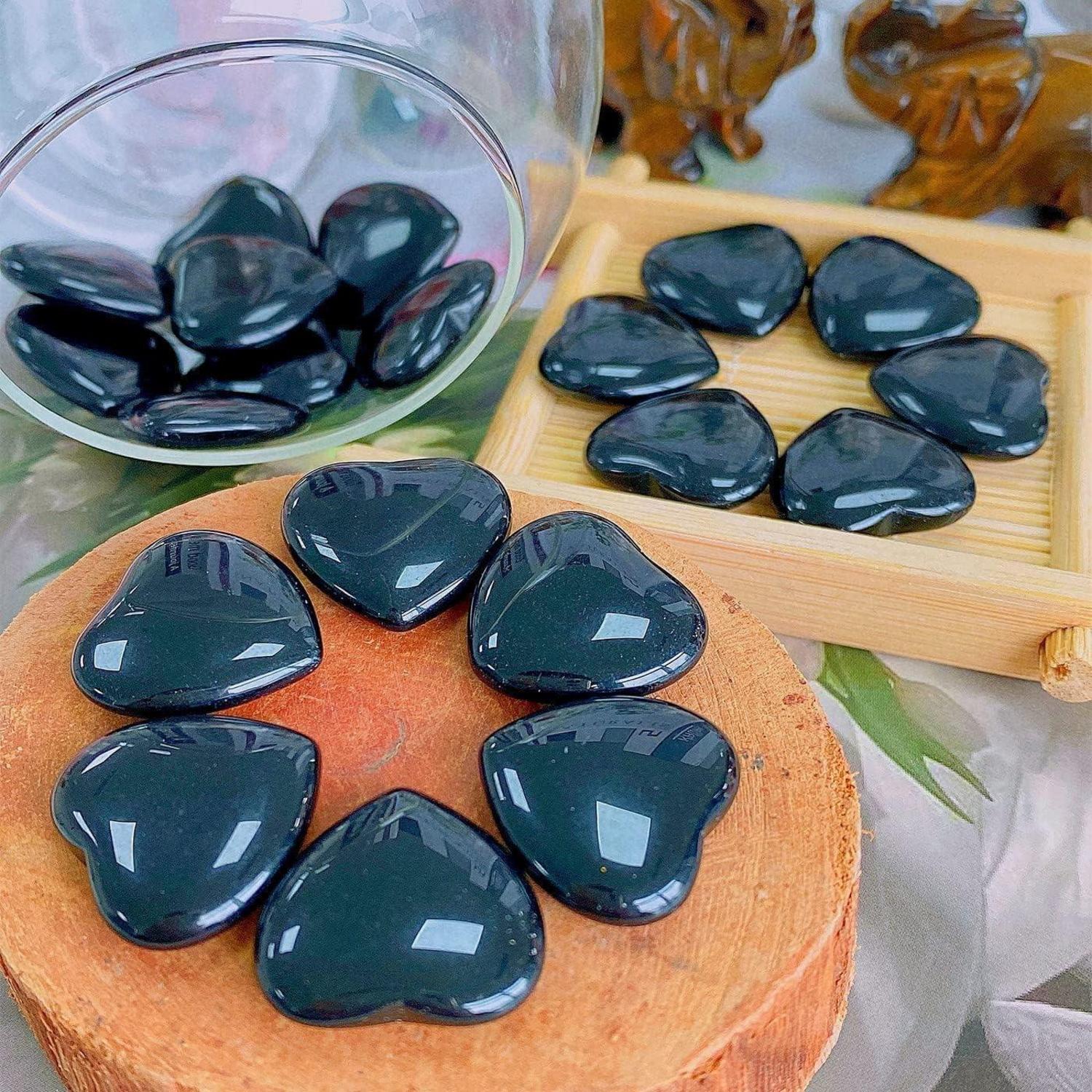20Pcs Kristalle Obsidian Herzstein-Set Edelsteine Glücksbringer Reiki