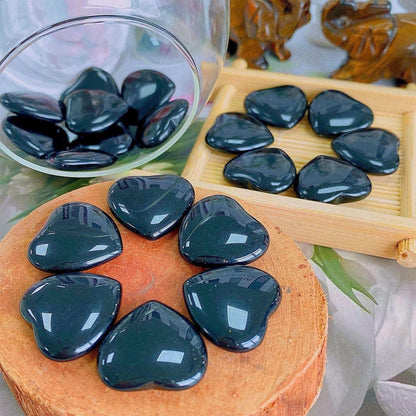 20Pcs Kristalle Obsidian Herzstein-Set Edelsteine Glücksbringer Reiki