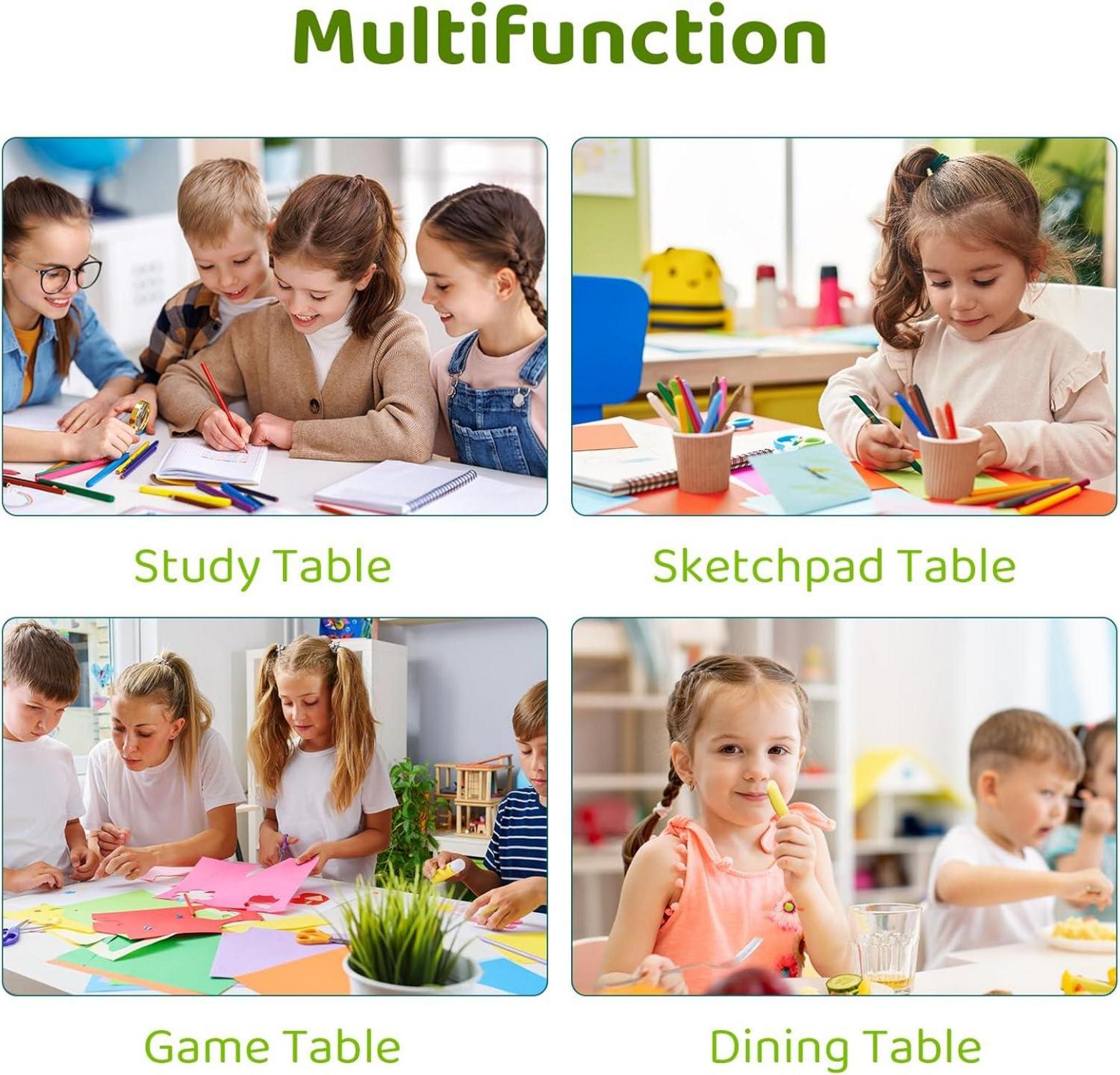 Kindertisch 4 Stühle Höhenverstellbar Kindersitzgruppe 2+ Jahre Grau
