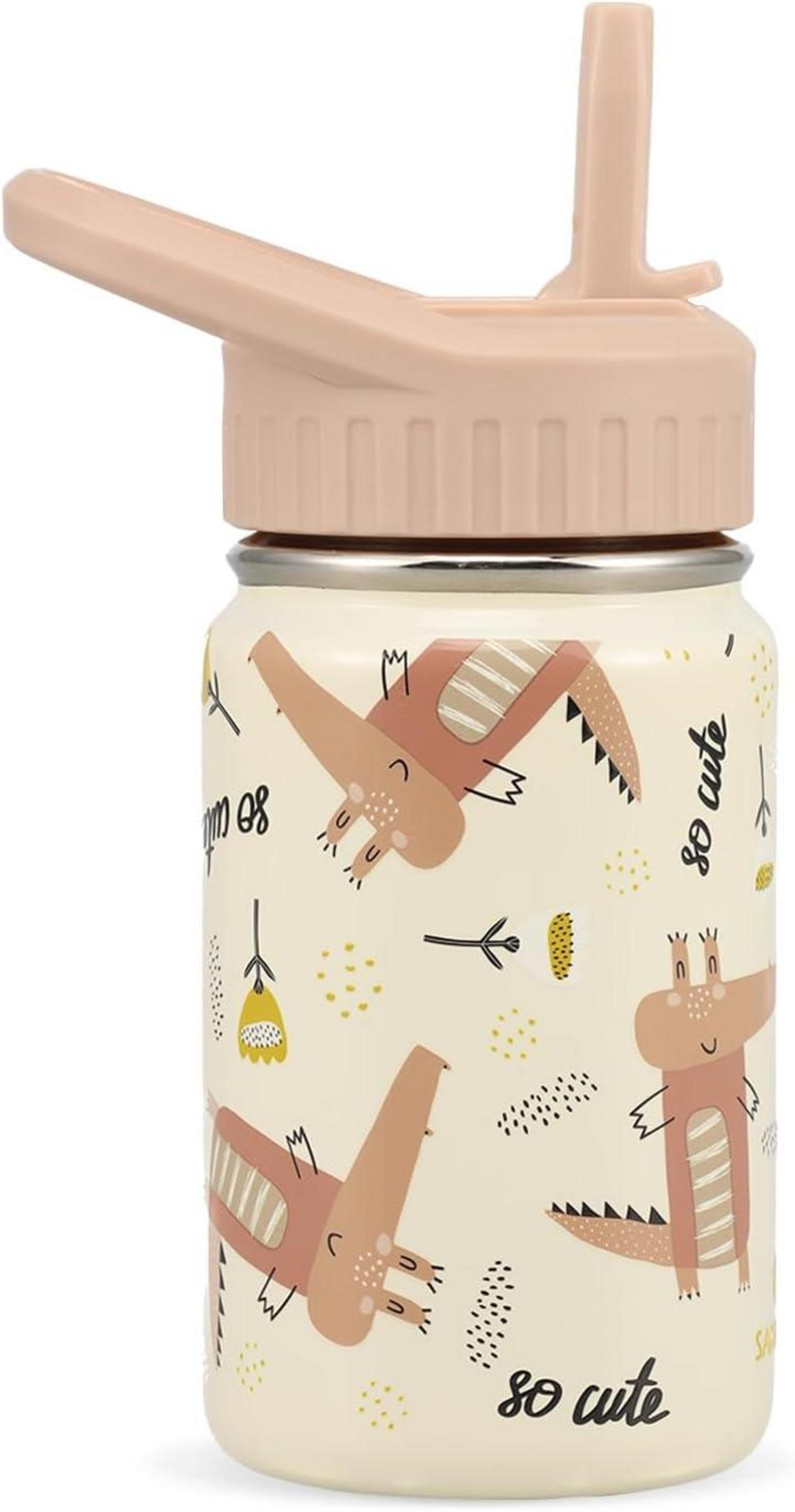 Trinkflasche Kinder Edelstahl 350ml Strohhalm Auslaufsicher