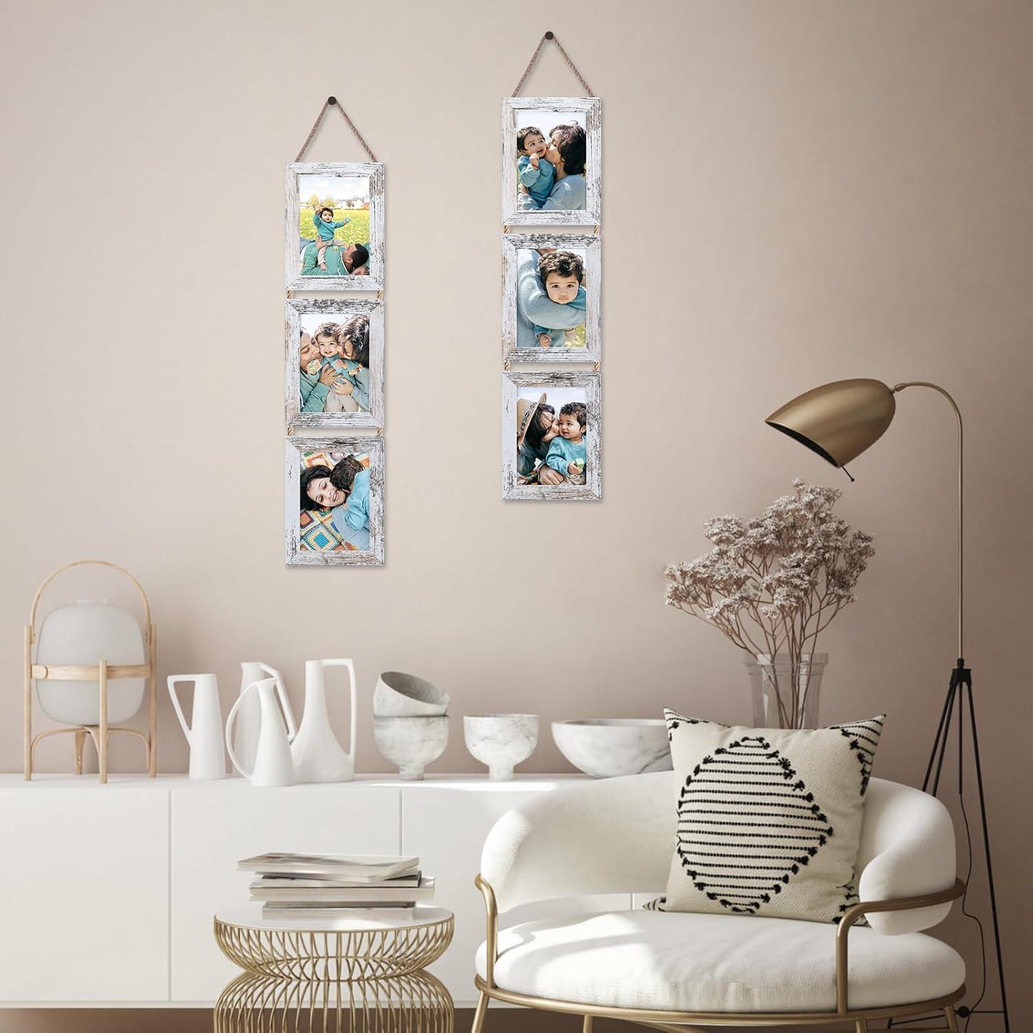 EYMPEU Vintage-Weiß 13x18 Collage Bilderrahmen Set 6 vertikale Rahmen Wanddekoration