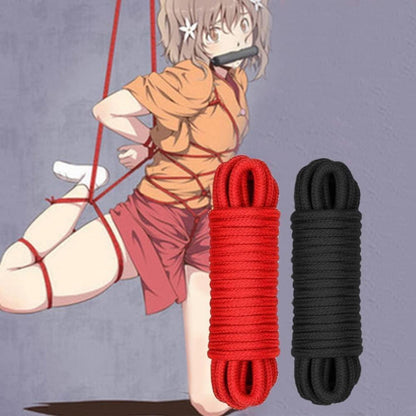 Bondage Seil 10m Baumwoll SM Fesselseil Set Rot Schwarz