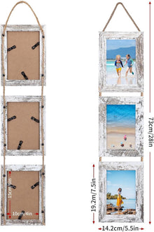EYMPEU 10x15 Collage Dreifach Bilderrahmen rustikal weiß 6