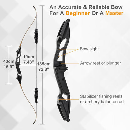 REAWOW45 Pfund Recurve Bogen Set Bambuslaminiert Outdoor