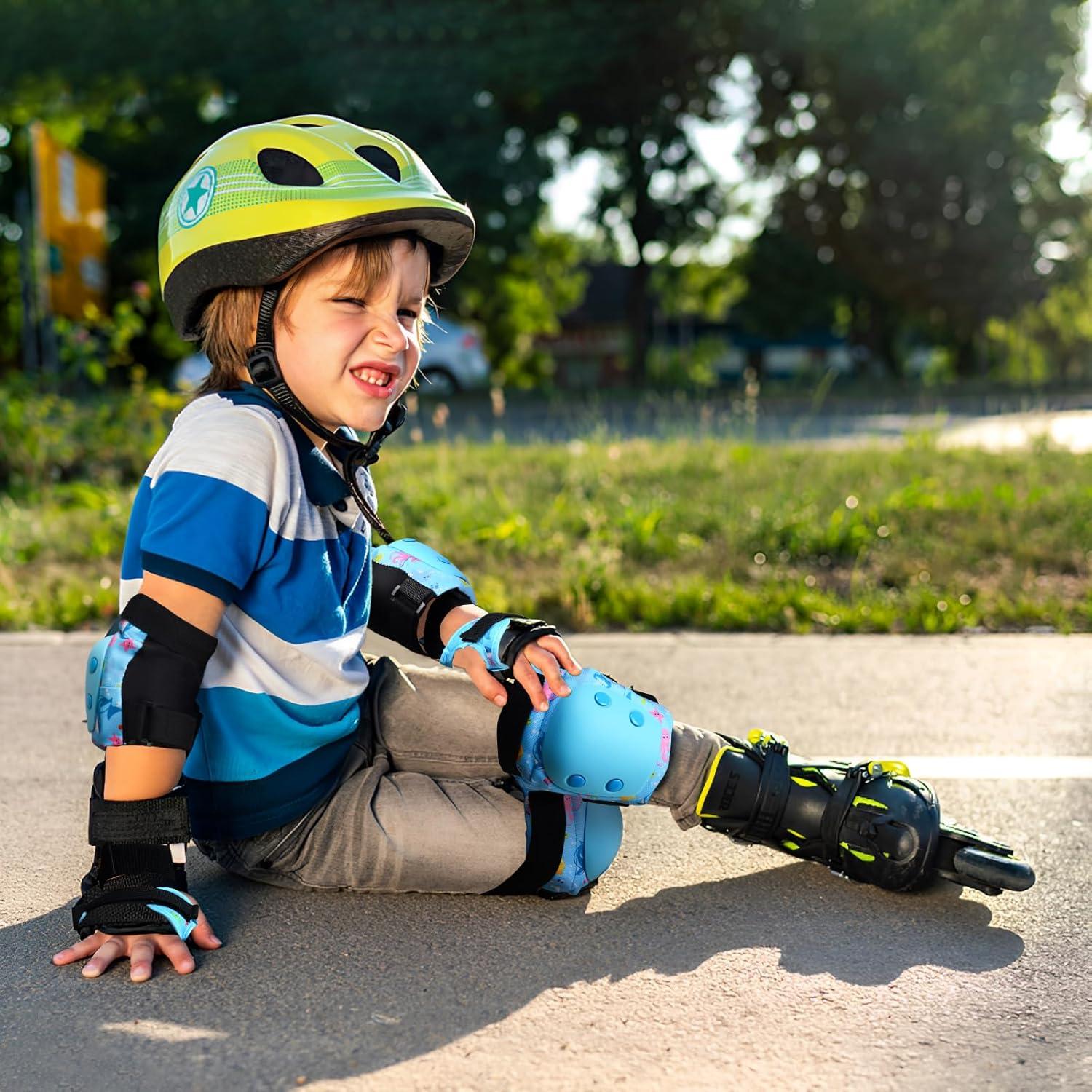CHMMY Knieschoner Kinder Mädchen Schützer Inline Skate Rollschuhe Skateboard M Blau
