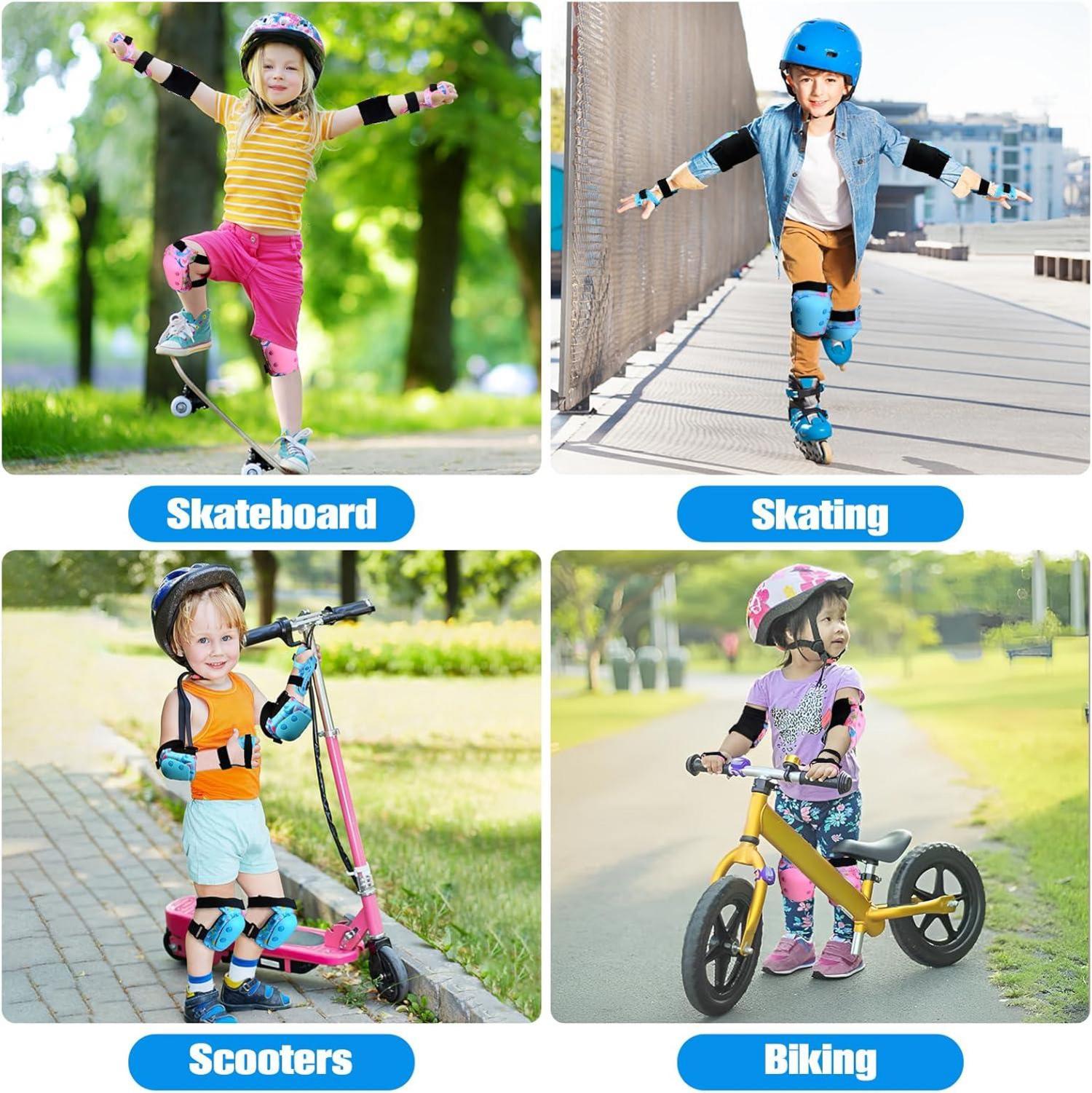 CHMMY Kinder Knieschoner Set für Inline Skates Skateboard Blau M