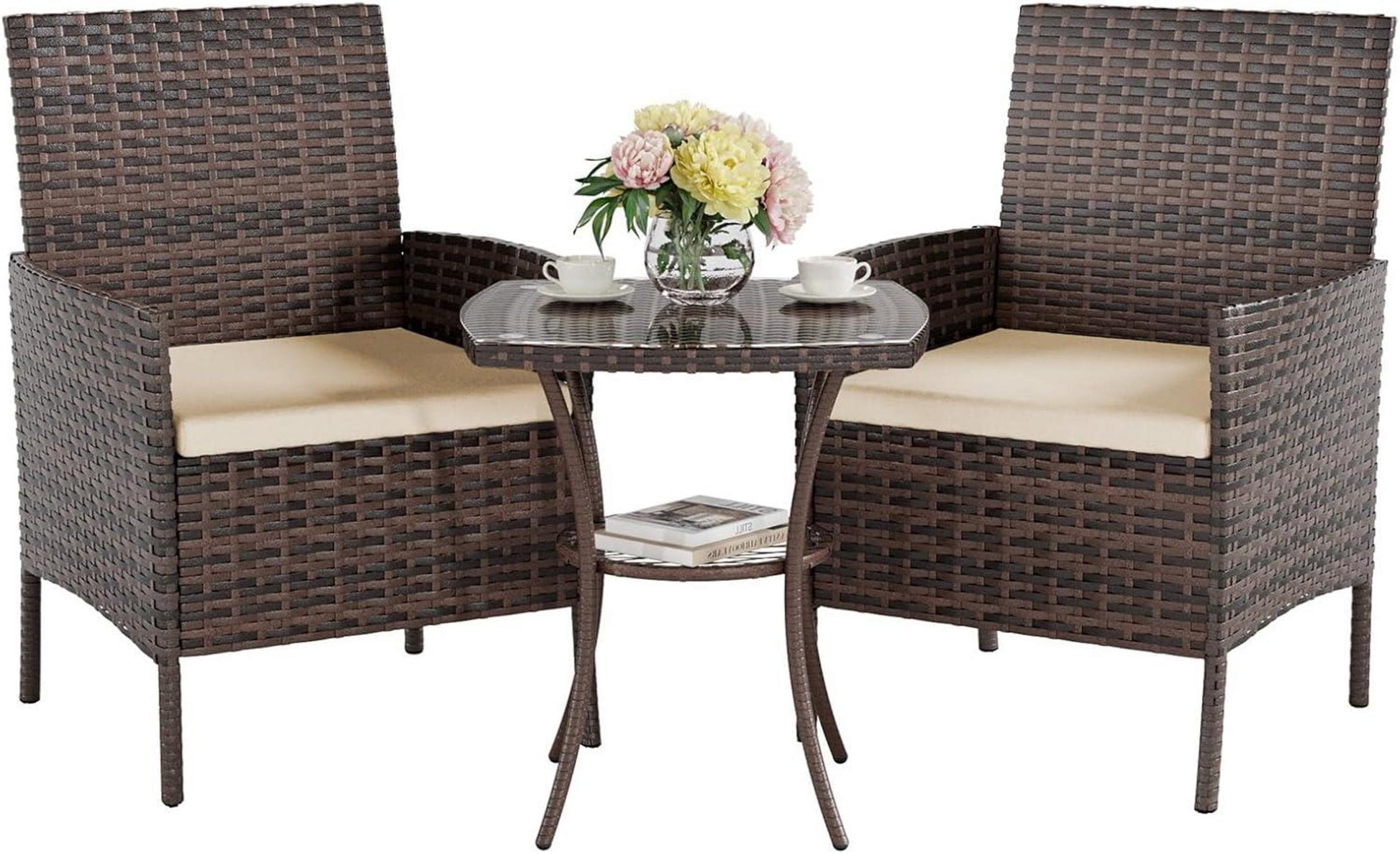 UDPATIO 3-Teiliges Balkonmöbel Set mit Gartentisch und 2 Stühlen