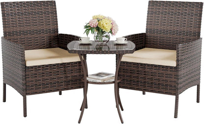 UDPATIO 3-Teiliges Balkonmöbel Set mit Gartentisch und 2 Stühlen