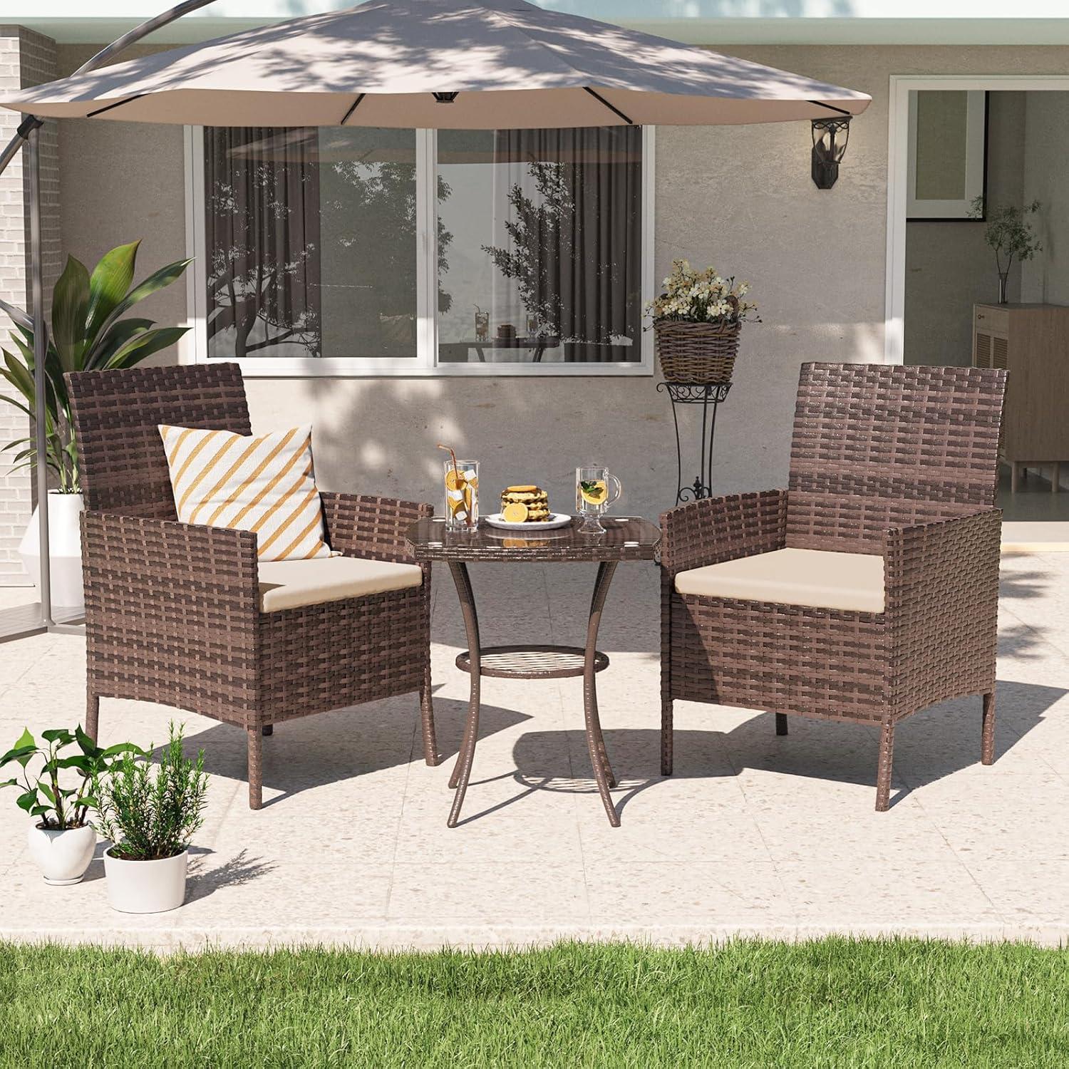 Gartenmöbel Set 3-Teilig Polyrattan Terrasse Balkon Lounge