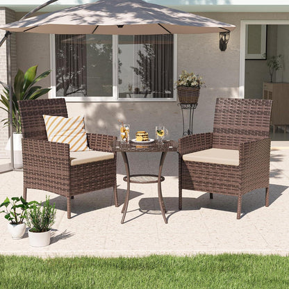 Gartenmöbel Set 3-Teilig Polyrattan Terrasse Balkon Lounge
