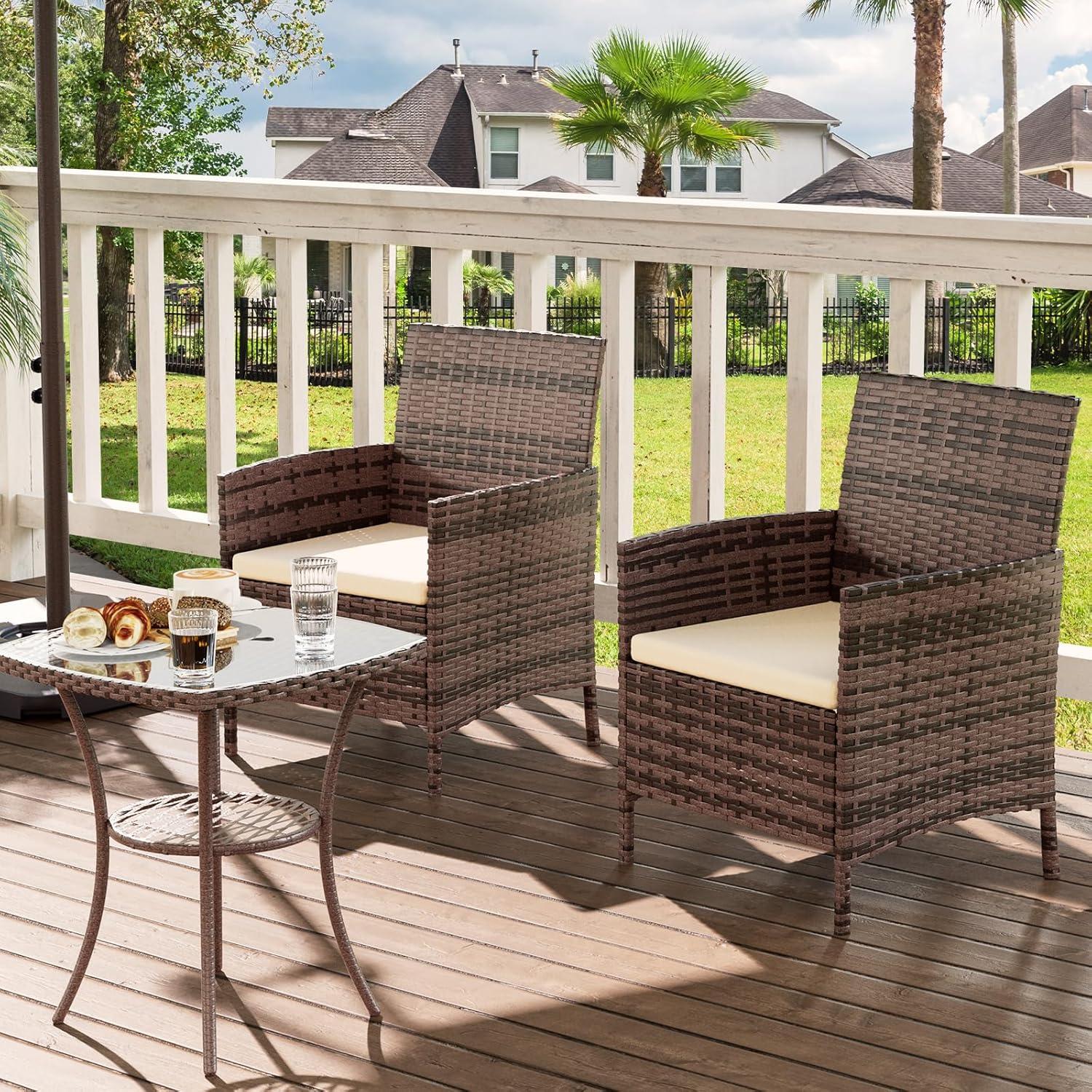UDPATIO Gartenmöbel Set 3-Teilige Lounge Balkonmöbel Set Polyrattan Terrasse Outdoor