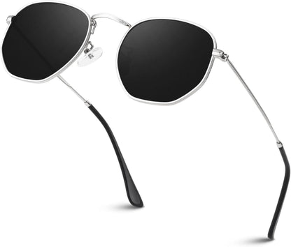 Sunier Polarisierte Sechseck Sonnenbrille Ultraleichter Metallrahmen