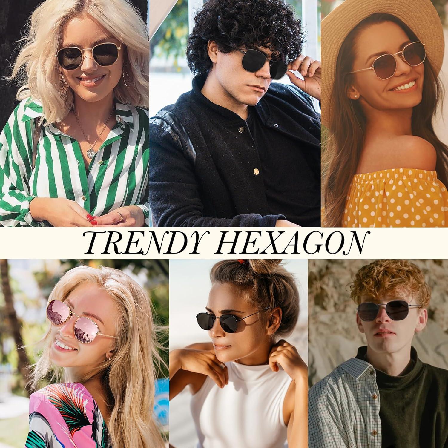 Sunier Sonnenbrille Damen Herren Polarisiert Sechseck