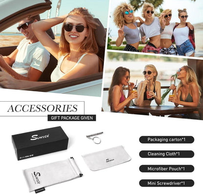 Sunier Polarisierte Sechseck Sonnenbrille Damen Herren UV400 Metallrahmen