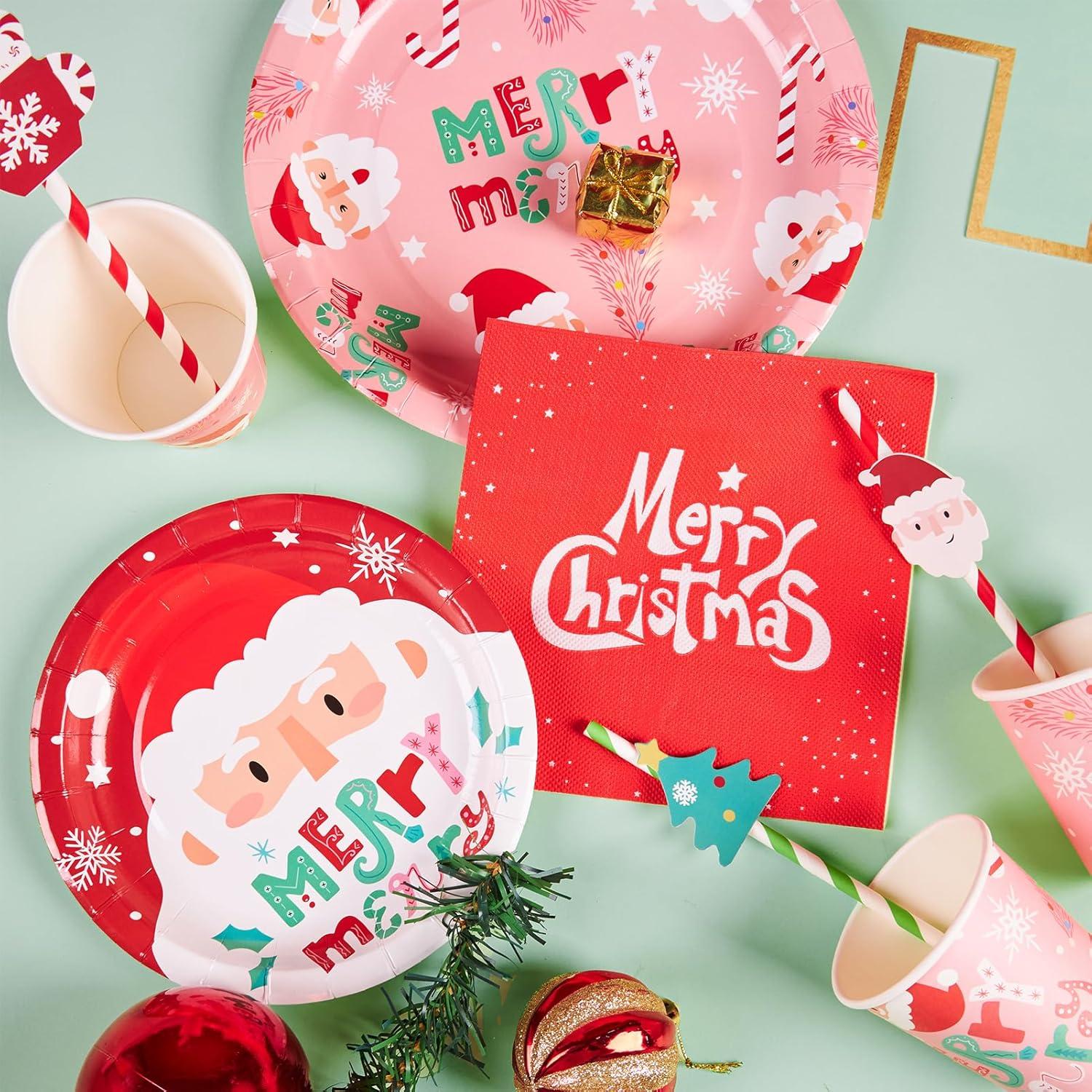 Weihnachten Partygeschirr Set 85 Stück für 16 Gäste