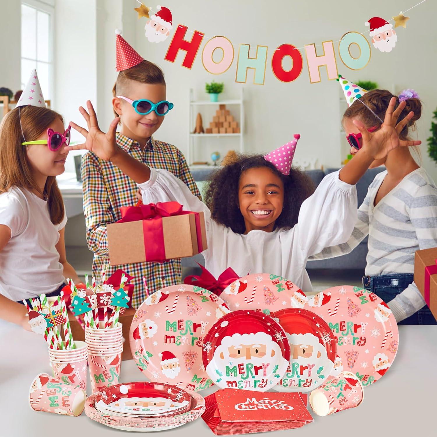 85-teiliges Weihnachten Partygeschirr Set Weihnachts Deko Gäste