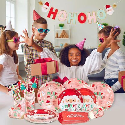 85-teiliges Weihnachten Partygeschirr Set Weihnachts Deko Gäste