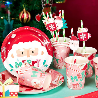 85-teiliges Weihnachten Partygeschirr Set Servietten Pappbecher Pappbecher (16