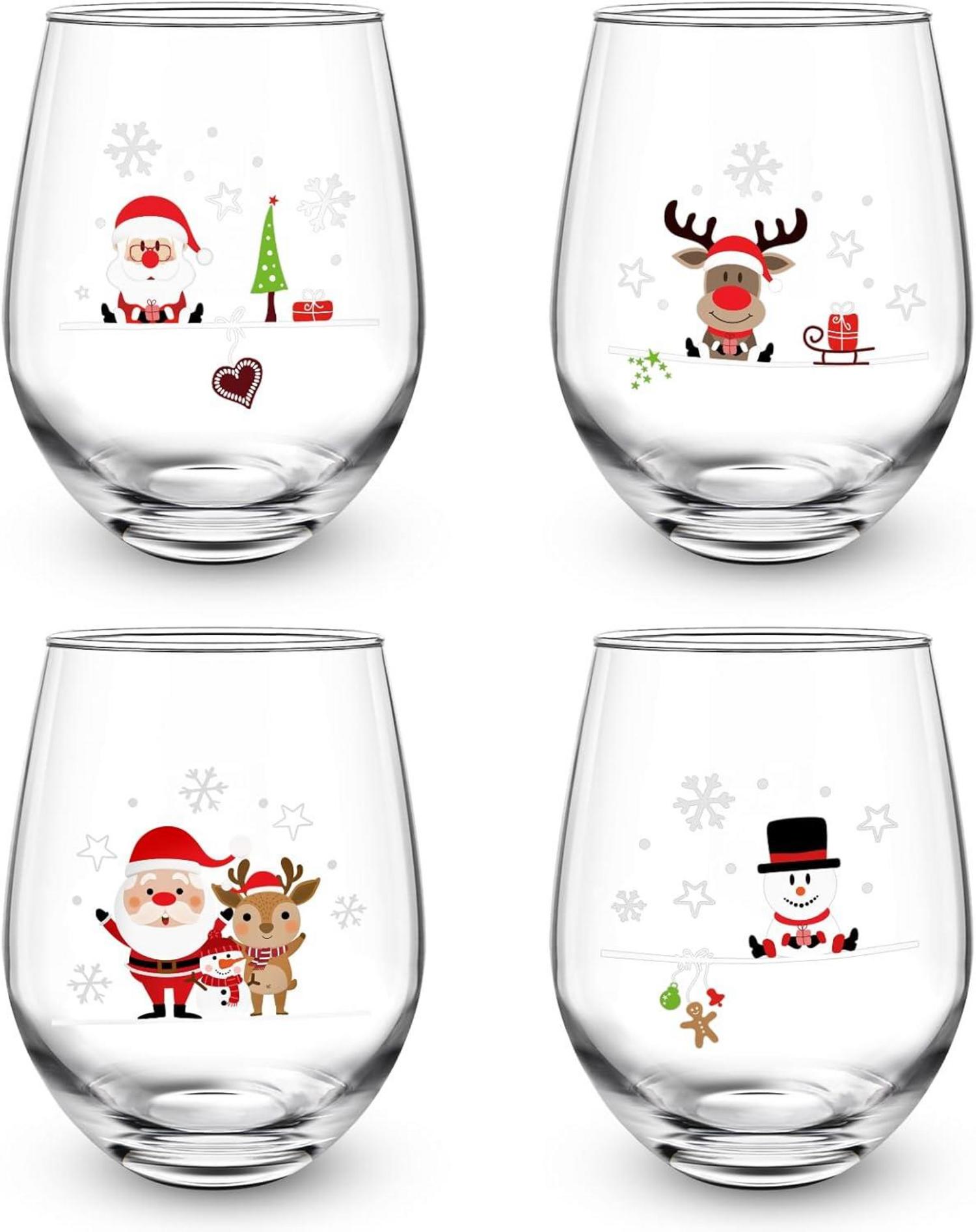 Weihnachtsweinglas Set 4er Glühweinglas Geschenk 520ml