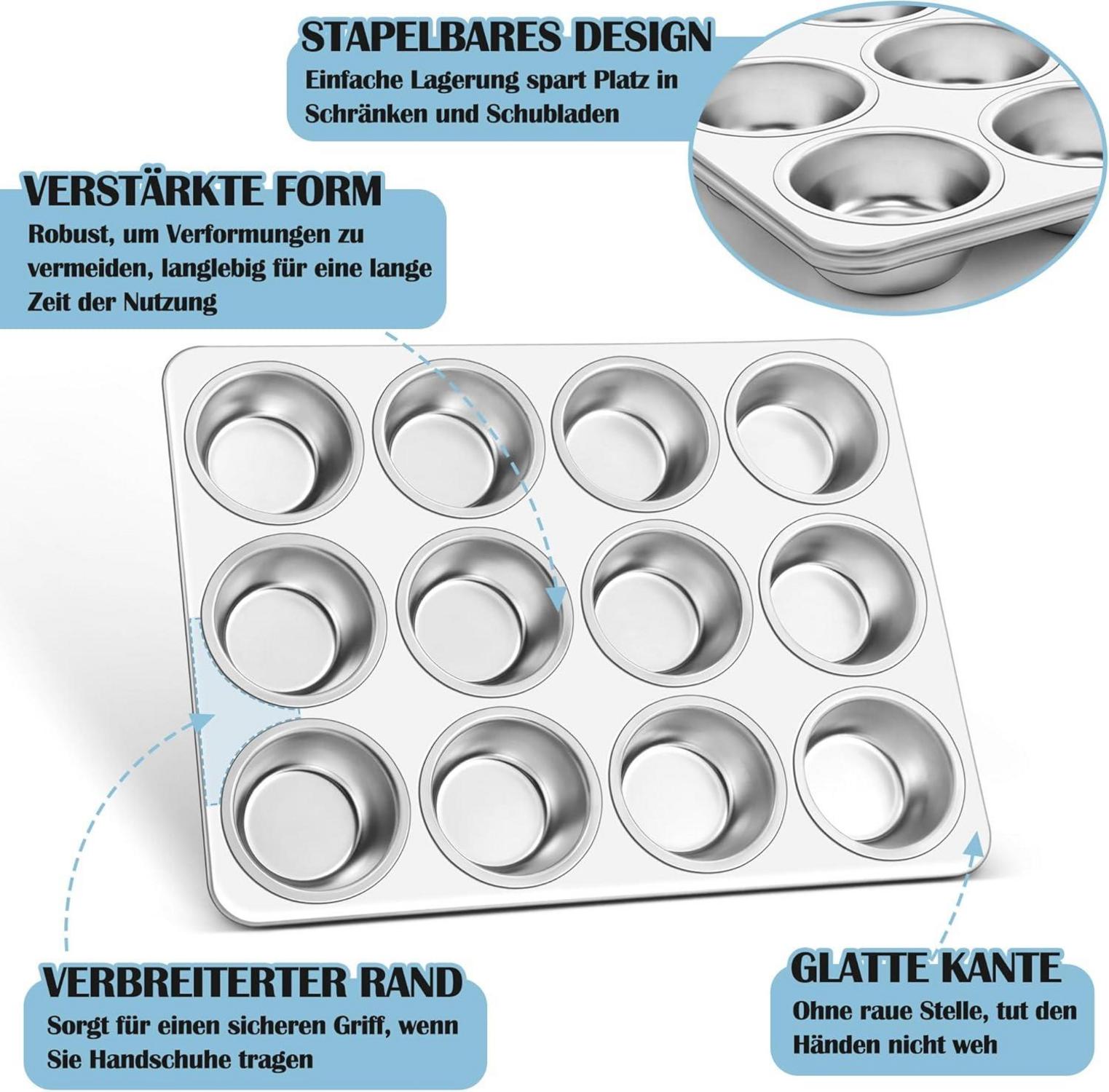 Edelstahl Muffinform 2er Set Premium-Qualität