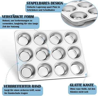 Edelstahl Muffinform 2er Set Premium-Qualität