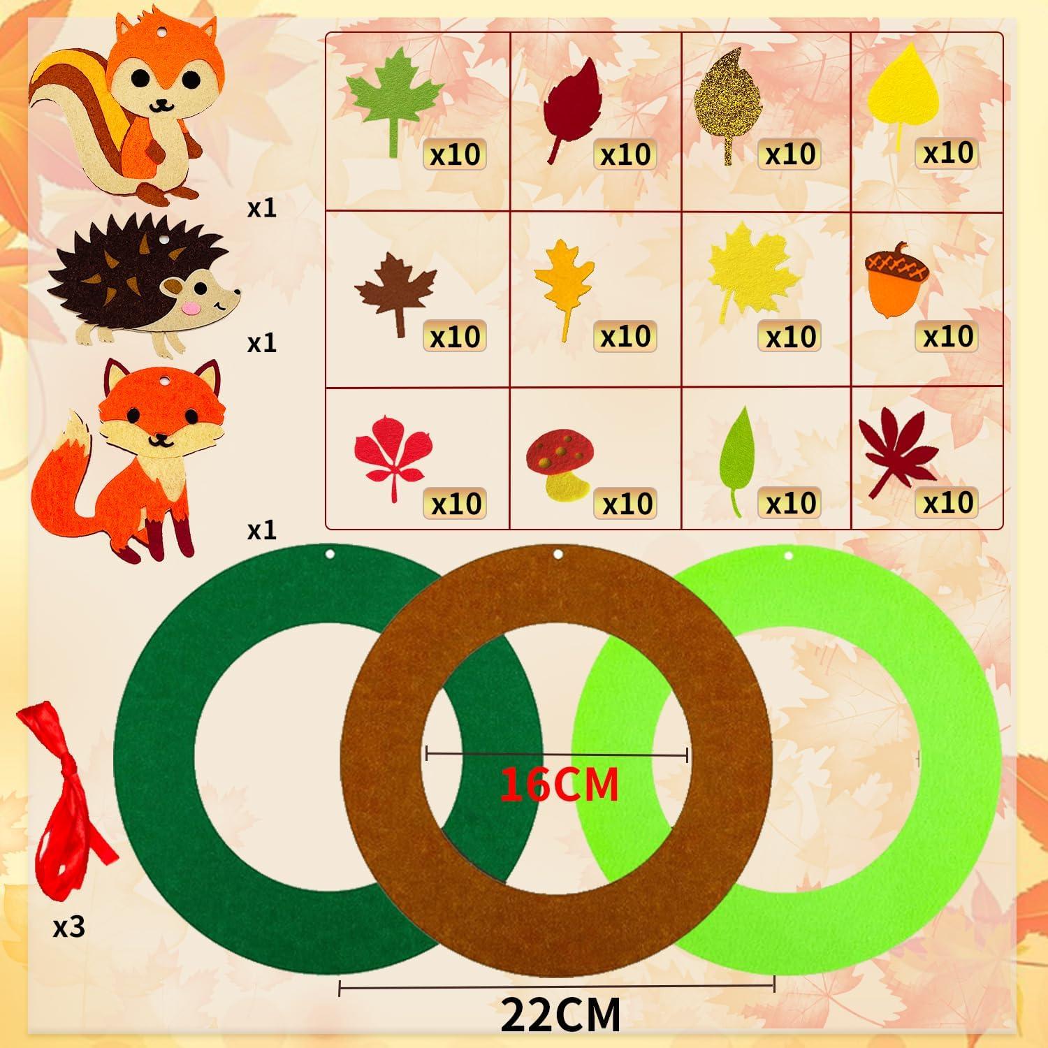 Herbst Filz Bastelset Kinder DIY Kränze Igel Fuchs Eichhörnchen