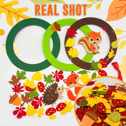 Herbst Filz Bastelset für Kinder, DIY Herbstdeko, Kränze Igel Fuchs