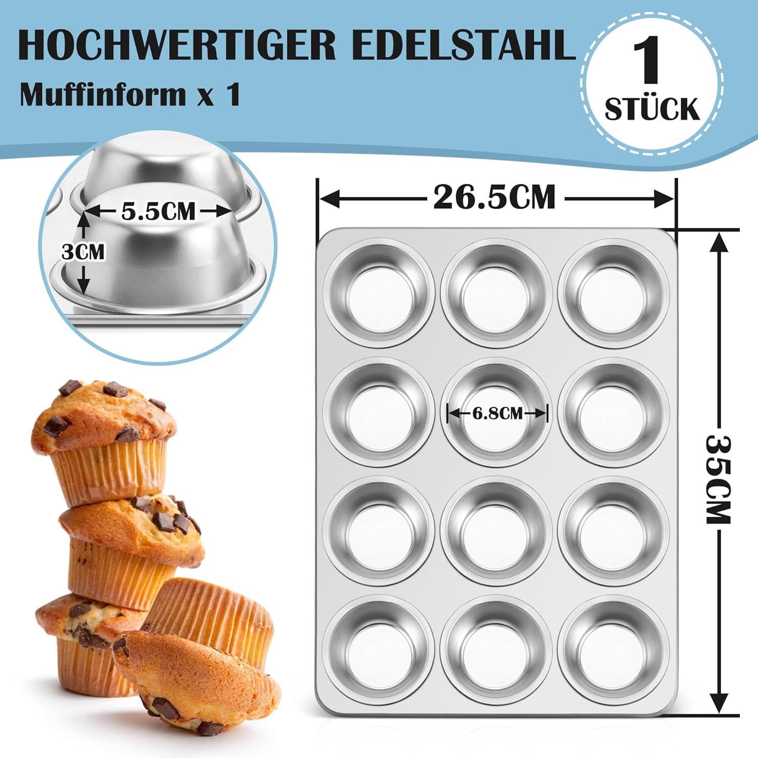 Edelstahl Muffinform für 12 Muffins hostetwarenergänzen120