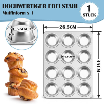 Edelstahl Muffinform für 12 Muffins hostetwarenergänzen120