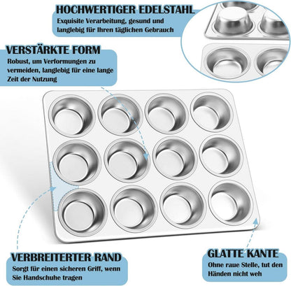 Edelstahl Muffinform für 12 Muffins Hochwertig BPA-frei