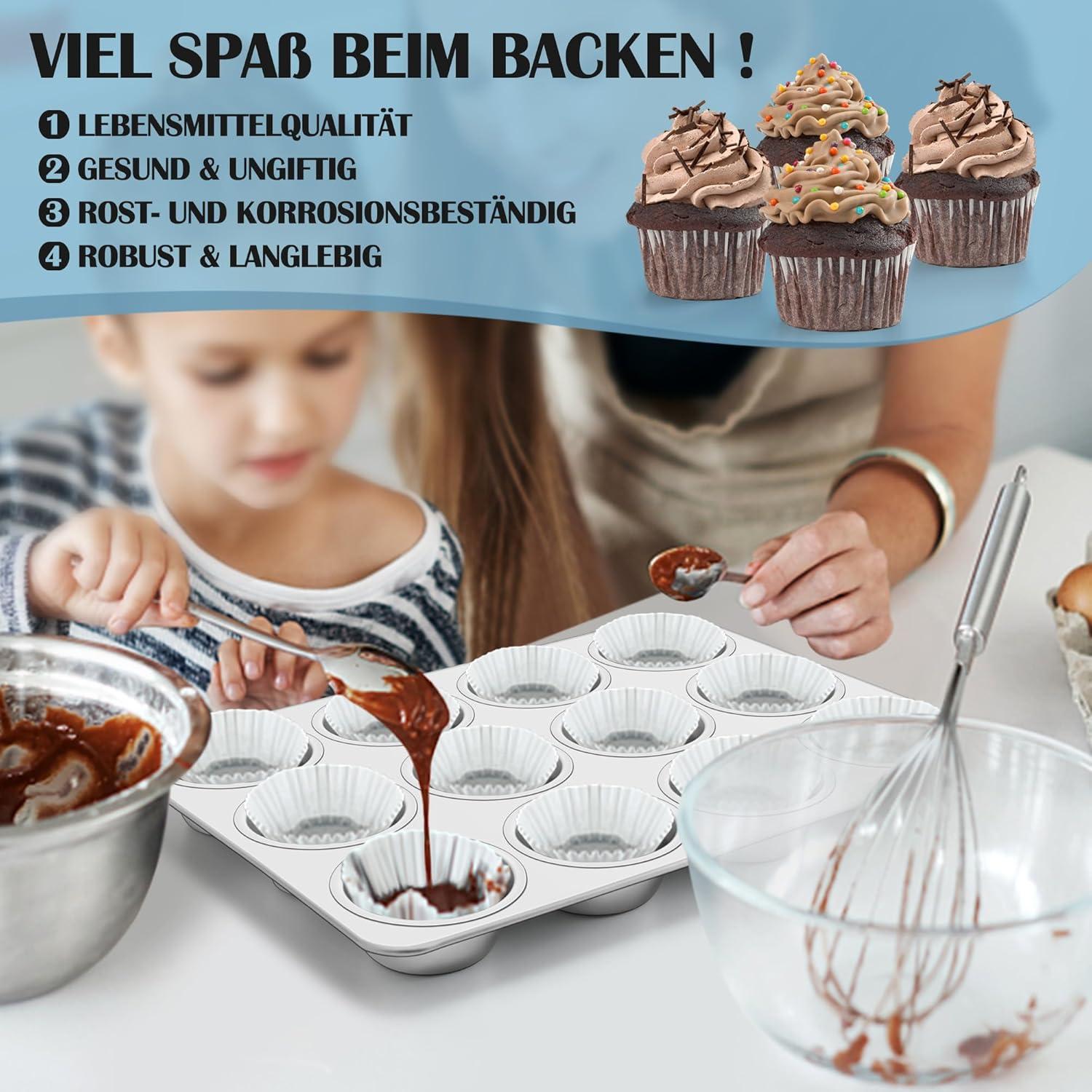 Edelstahl Muffinform für 12 Muffins 1 Stück - Hochwertige Backform