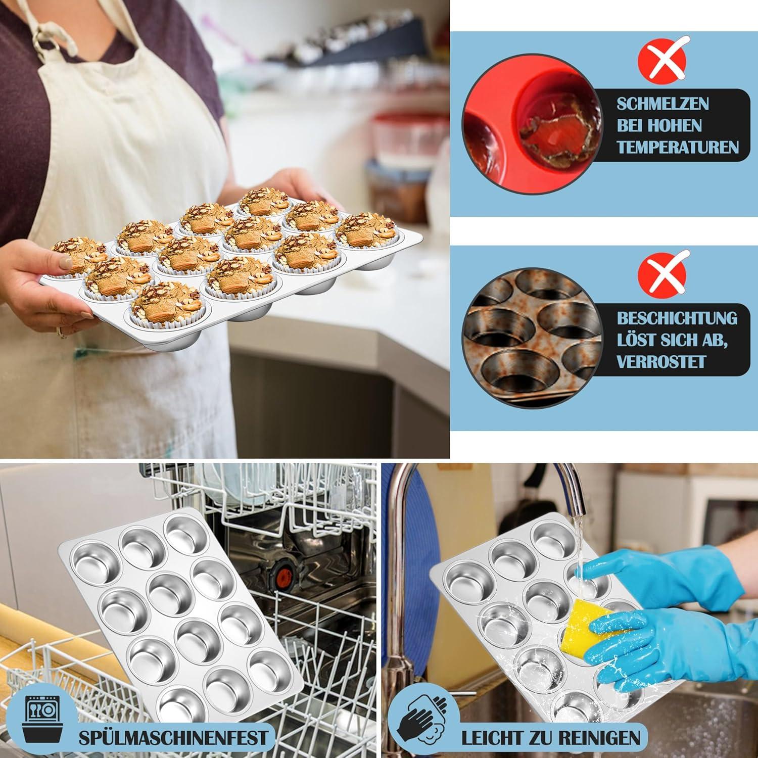 Edelstahl Muffinform für 12 Muffins antihaftbeschichtet
