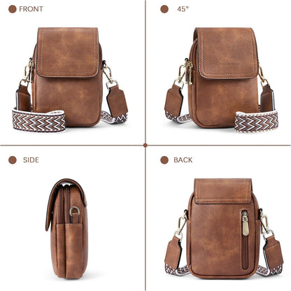 Handy Umhängetasche Damen Leder Geldbörse Umhängen Handtasche