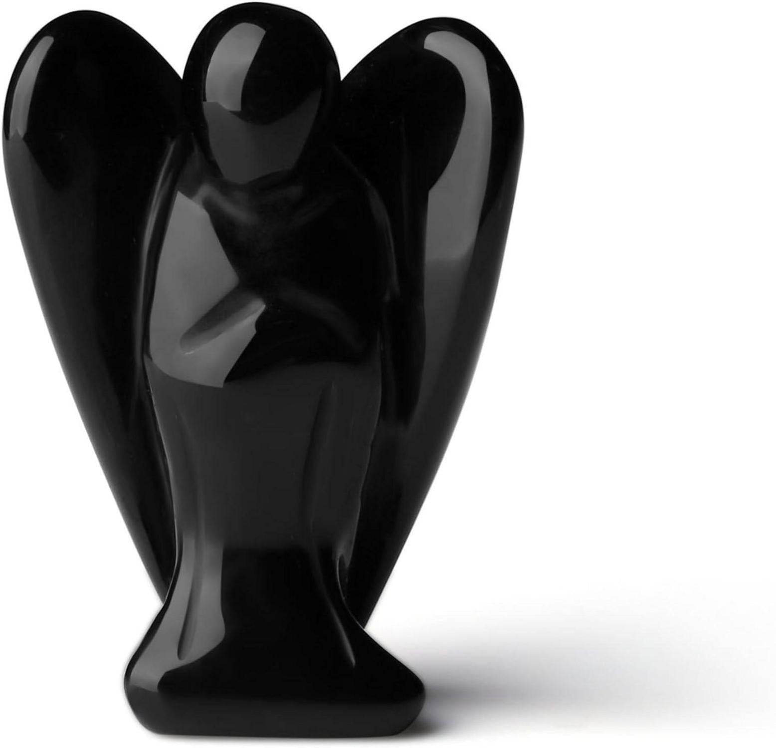 Engel Figur Obsidian Kristall Schutzengel Statue Heilung Reiki Deko