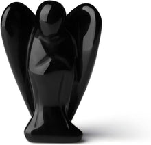 Engel Figur Obsidian Kristall Schutzengel Statue Heilung Reiki Deko