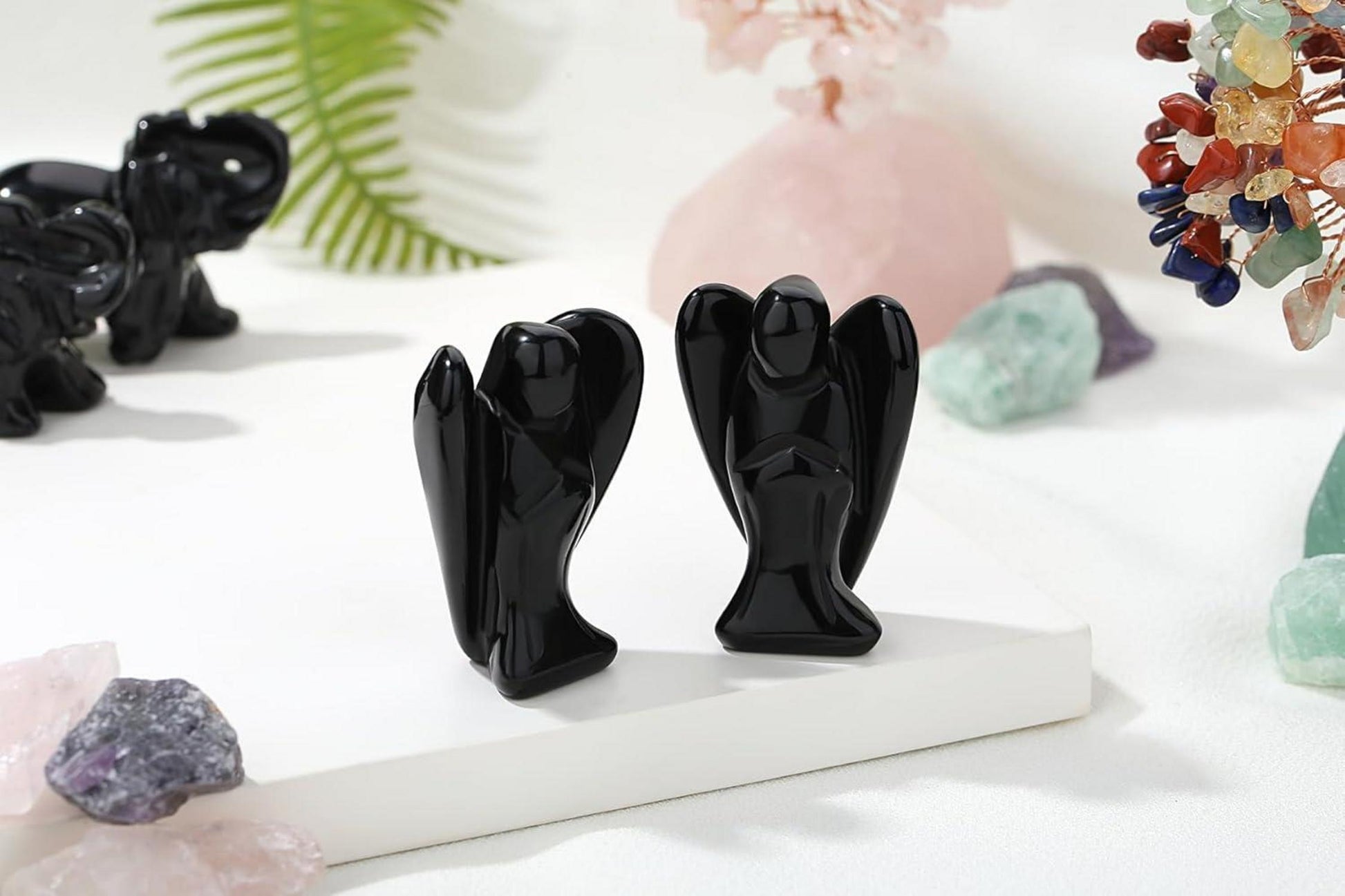Engel Figur Obsidian 50mm Schutzengel Kristall Heilung