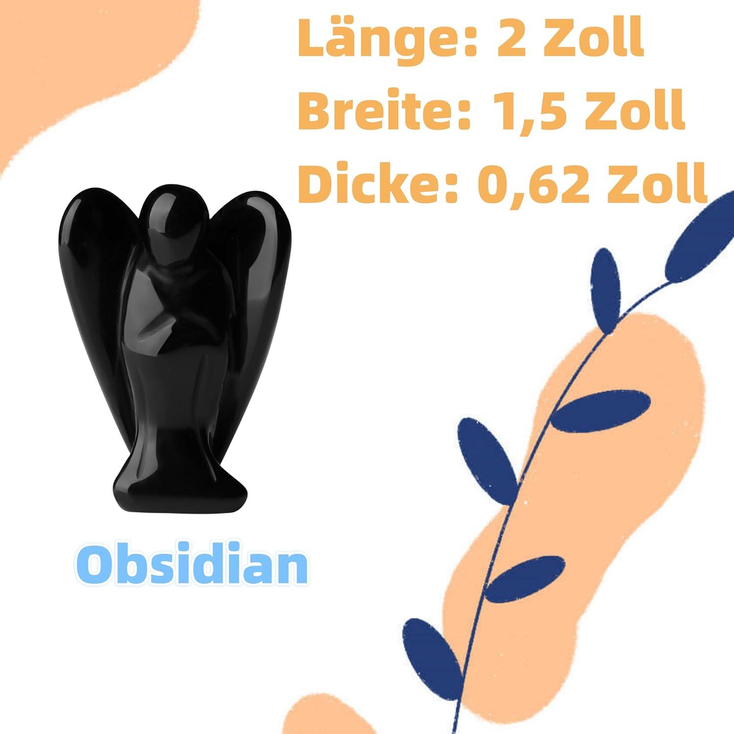 Engel Figur Obsidian Schutzengel 50mm Heilung Kristall Wächter Statue