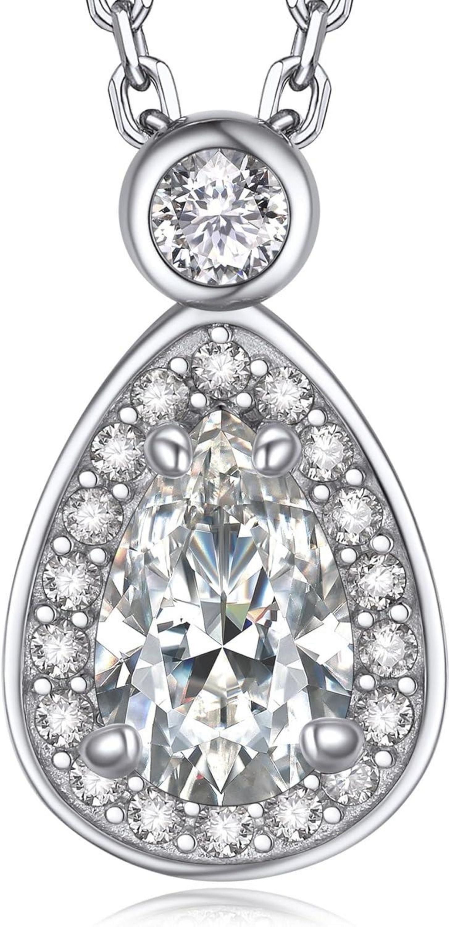 Kette Damen 925 Silber Moissanite Tropfen Halskette mit Anhänger