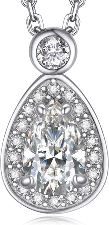 Kette Damen 925 Silber Moissanite Tropfen Halskette mit Anhänger