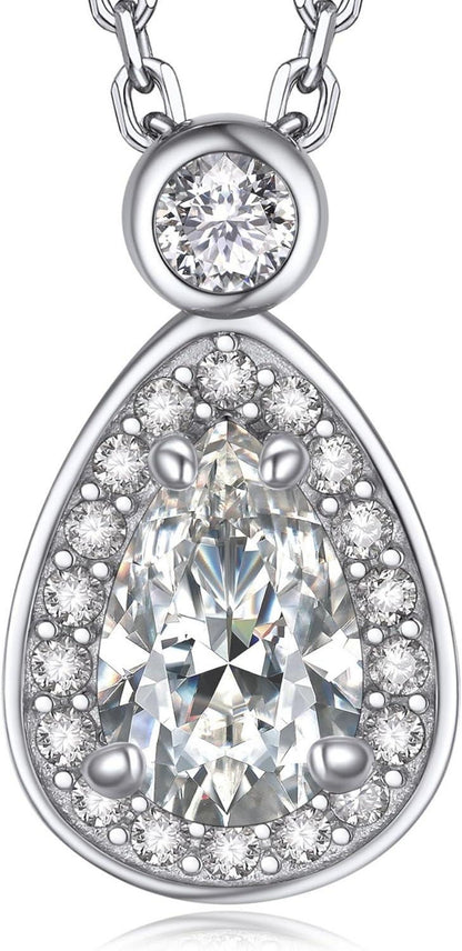 Kette Damen 925 Silber Moissanite Tropfen Halskette mit Anhänger