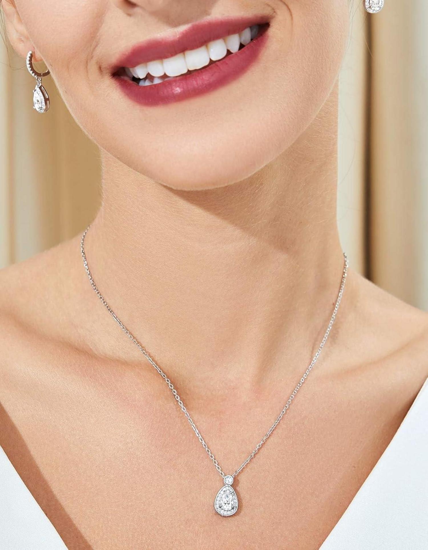 Kette Damen 925 Silber Moissanite Tropfen Halskette mit Anhänger