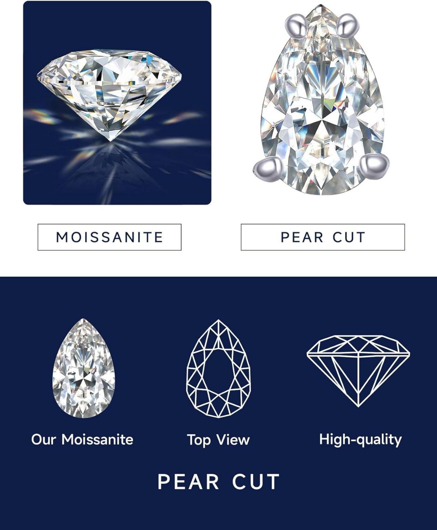 Silberkette Damen 925 mit Moissanite Anhänger Halskette Geschenkbox